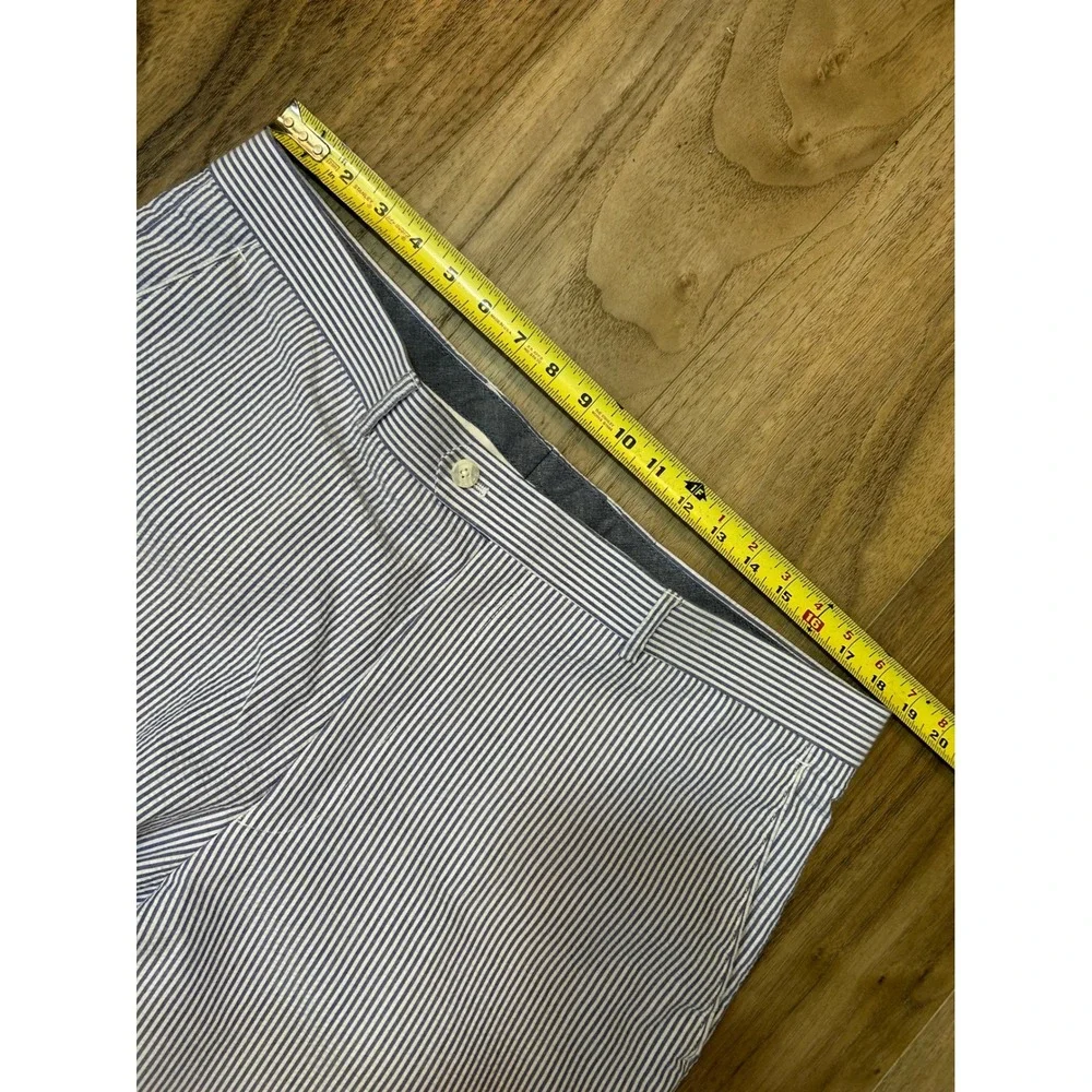 Alan Flusser Mens Seersucker Dress Pants Blue White Striped Cotton 38x30